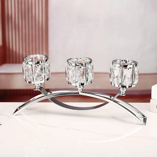 1pc 3 Arms Crystal Candle Holders Bowls Tealight Candelabra - Votive Candle Holder Ornaments Candlesticks Candle Centerpieces